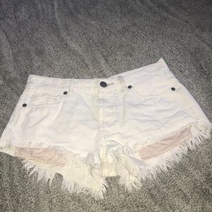 White jean shorts